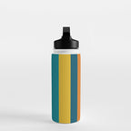Vertical Stripe Pattern in Moroccan Teal Blue Orange Green Mustard Water Bottle Gallery Image 3
