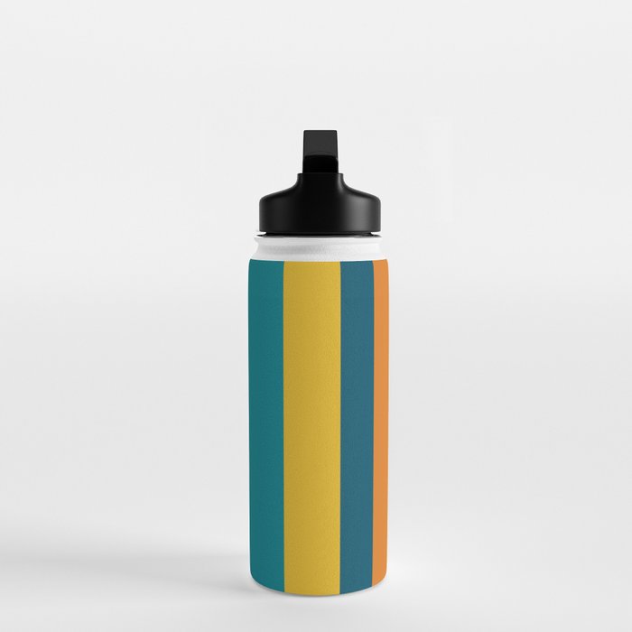 Vertical Stripe Pattern in Moroccan Teal Blue Orange Green Mustard Water Bottle Gallery Image 3