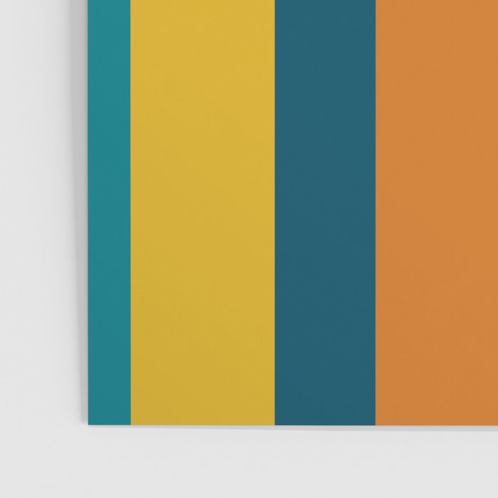 Vertical Stripe Pattern in Moroccan Teal Blue Orange Green Mustard Poster Gallery Image 3