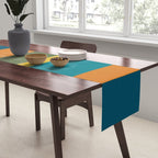 Vertical Stripe Pattern in Moroccan Teal Blue Orange Green Mustard Table Runner Gallery Image 2