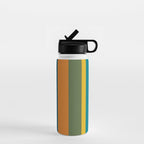 Vertical Stripe Pattern in Moroccan Teal Blue Orange Green Mustard Water Bottle Gallery Image 1