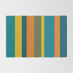 Vertical Stripe Pattern in Moroccan Teal Blue Orange Green Mustard Rug Gallery Image 2