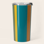 Vertical Stripe Pattern in Moroccan Teal Blue Orange Green Mustard Travel Mug Gallery Image 2