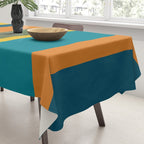 Vertical Stripe Pattern in Moroccan Teal Blue Orange Green Mustard Tablecloth Gallery Image 3