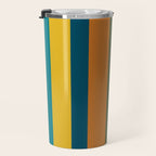 Vertical Stripe Pattern in Moroccan Teal Blue Orange Green Mustard Travel Mug Gallery Image 3