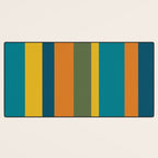 Vertical Stripe Pattern in Moroccan Teal Blue Orange Green Mustard Desk Mat Gallery Image 3