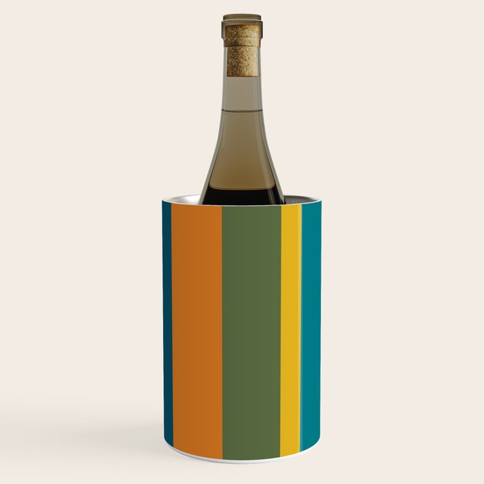 Vertical Stripe Pattern in Moroccan Teal Blue Orange Green Mustard Wine Chiller Gallery Image 1