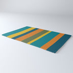 Vertical Stripe Pattern in Moroccan Teal Blue Orange Green Mustard Rug Gallery Image 3