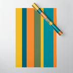 Vertical Stripe Pattern in Moroccan Teal Blue Orange Green Mustard Wrapping Paper Gallery Image 1