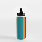 Vertical Stripe Pattern in Moroccan Teal Blue Orange Green Mustard Water Bottle Gallery Image 2