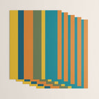 Vertical Stripe Pattern in Moroccan Teal Blue Orange Green Mustard Wrapping Paper Gallery Image 3