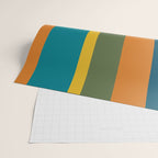 Vertical Stripe Pattern in Moroccan Teal Blue Orange Green Mustard Wrapping Paper Gallery Image 2
