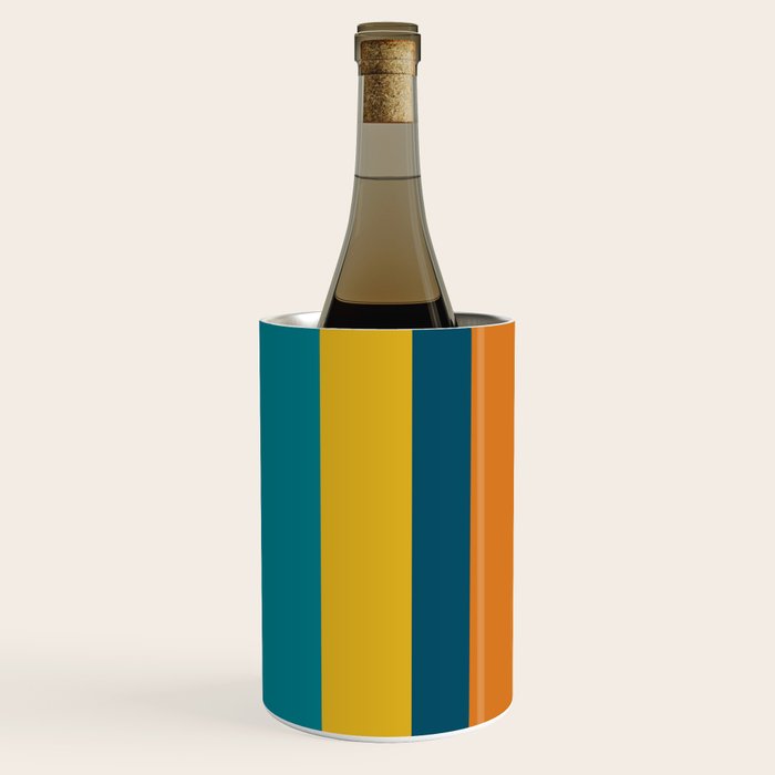 Vertical Stripe Pattern in Moroccan Teal Blue Orange Green Mustard Wine Chiller Gallery Image 2