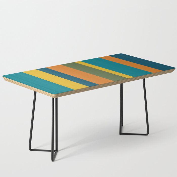 Vertical Stripe Pattern in Moroccan Teal Blue Orange Green Mustard Coffee Table Gallery Image 1