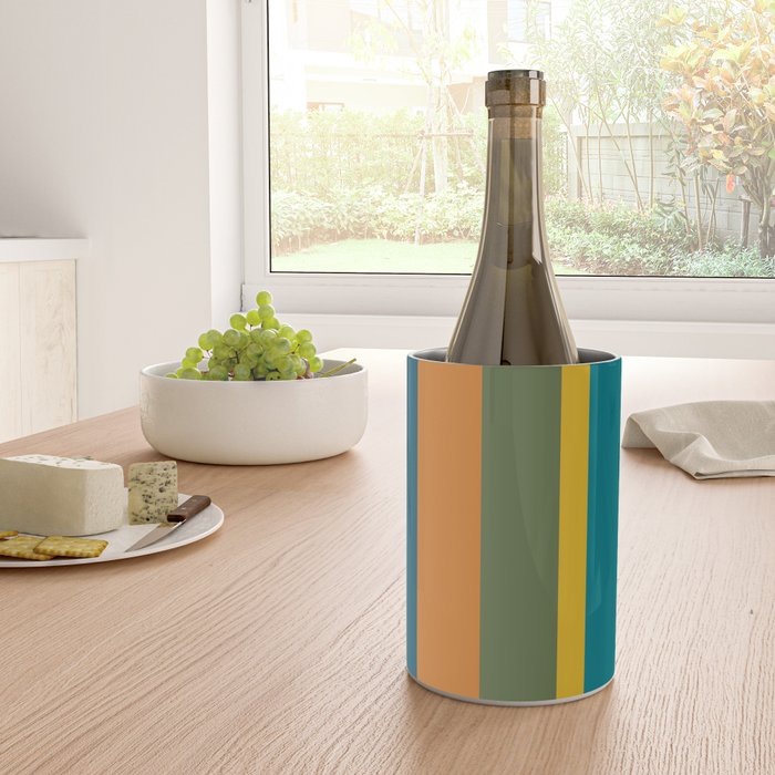 Vertical Stripe Pattern in Moroccan Teal Blue Orange Green Mustard Wine Chiller Gallery Image 4