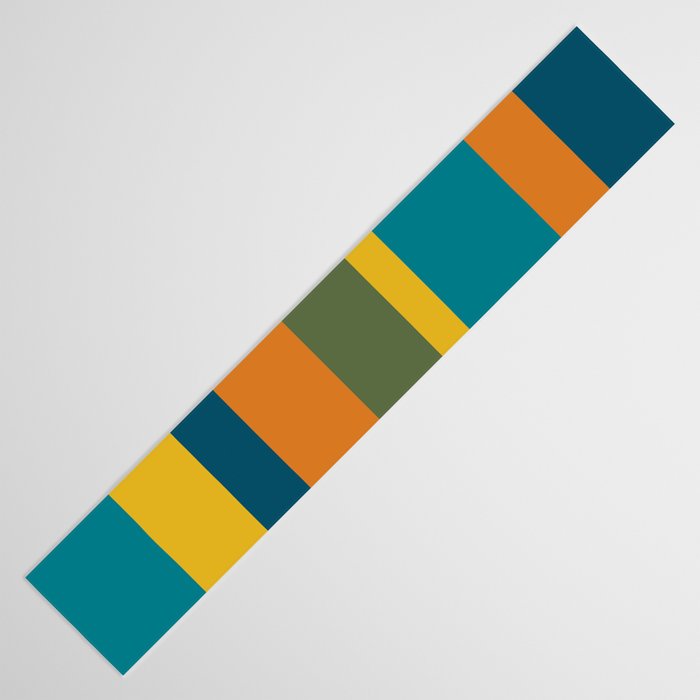 Vertical Stripe Pattern in Moroccan Teal Blue Orange Green Mustard Table Runner Gallery Image 3