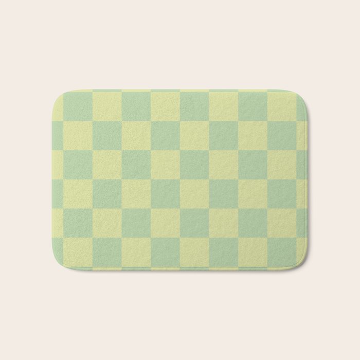 Pistachio Cream x Cool Pistachio Mixed Checker Bath Mat Gallery Image 1