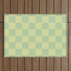 Pistachio Cream x Cool Pistachio Mixed Checker Outdoor Rug Gallery Image 1