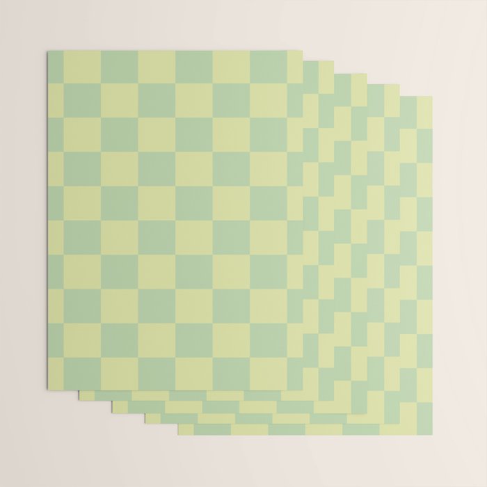 Pistachio Cream x Cool Pistachio Mixed Checker Wrapping Paper Gallery Image 3