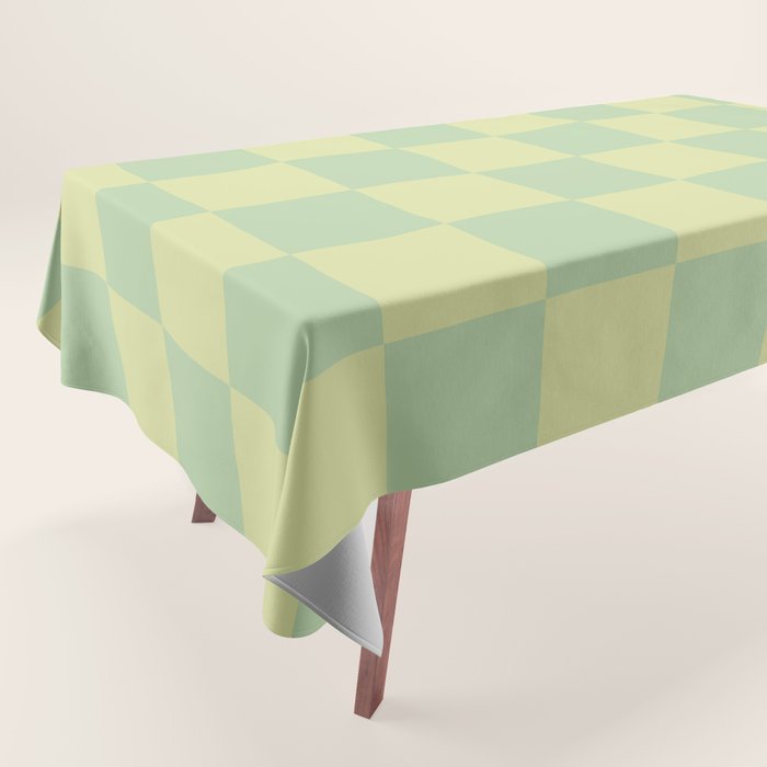 Pistachio Cream x Cool Pistachio Mixed Checker Tablecloth Gallery Image 1