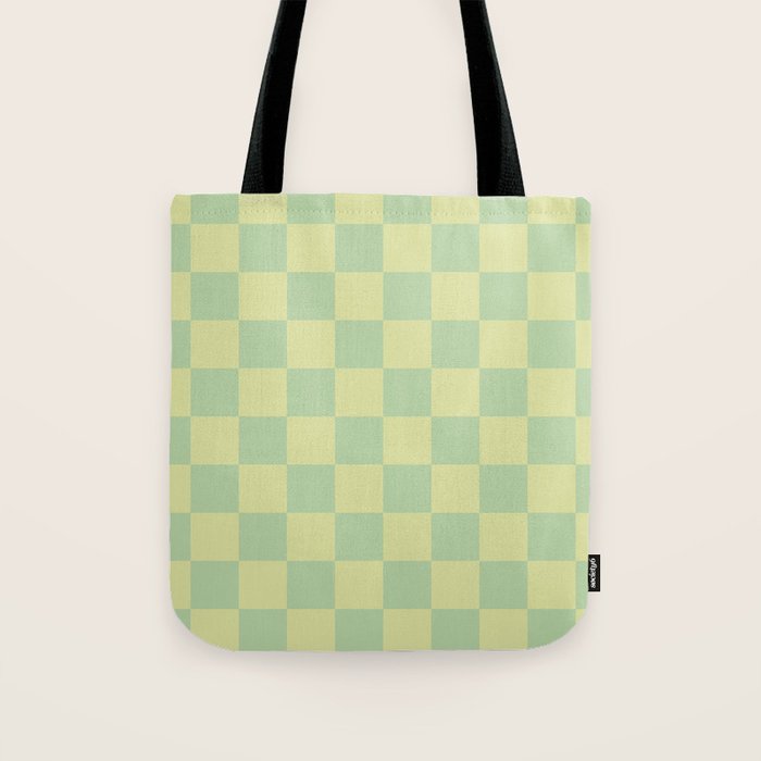Pistachio Cream x Cool Pistachio Mixed Checker Tote Bag Gallery Image 1