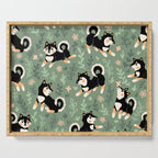 Playful Black And Tan Shiba Inu Pattern Serving Tray Gallery Image 1