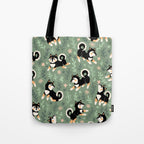 Playful Black And Tan Shiba Inu Pattern Tote Bag Gallery Image 1