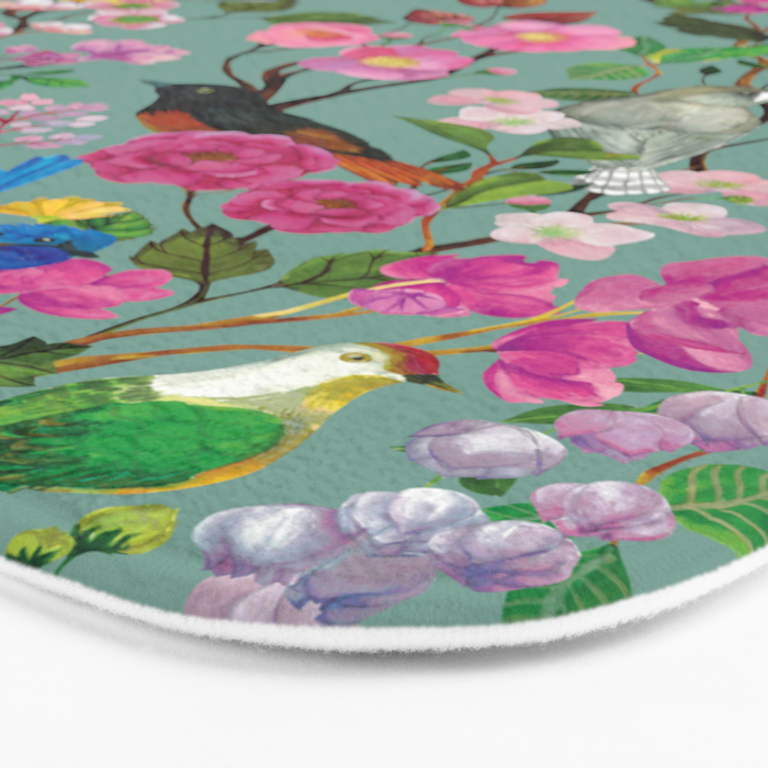 Birds and Blooms Chinoiserie {Duck Egg} Bath Mat Gallery Image 3
