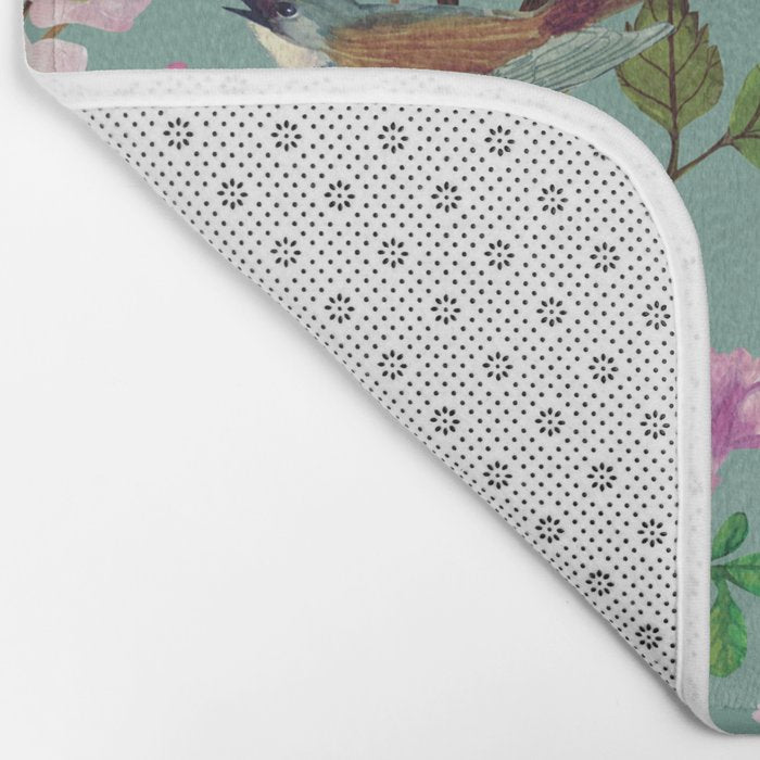 Birds and Blooms Chinoiserie {Duck Egg} Bath Mat Gallery Image 2
