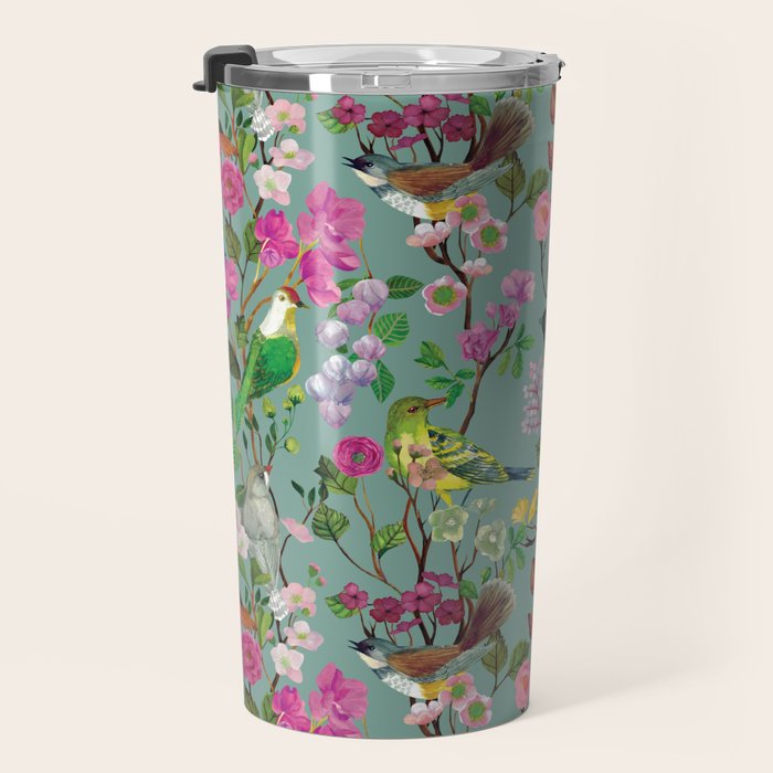 Birds and Blooms Chinoiserie {Duck Egg} Travel Mug Gallery Image 3