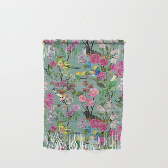 Birds and Blooms Chinoiserie {Duck Egg} Wall Hanging Gallery Image 1