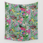 Birds and Blooms Chinoiserie {Duck Egg} Wall Tapestry Gallery Image 4