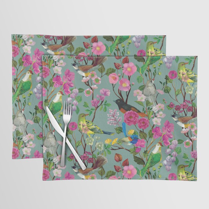 Birds and Blooms Chinoiserie {Duck Egg} Placemat Gallery Image 1