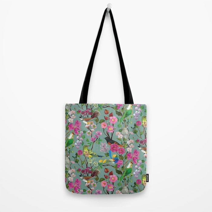 Birds and Blooms Chinoiserie {Duck Egg} Tote Bag Gallery Image 2