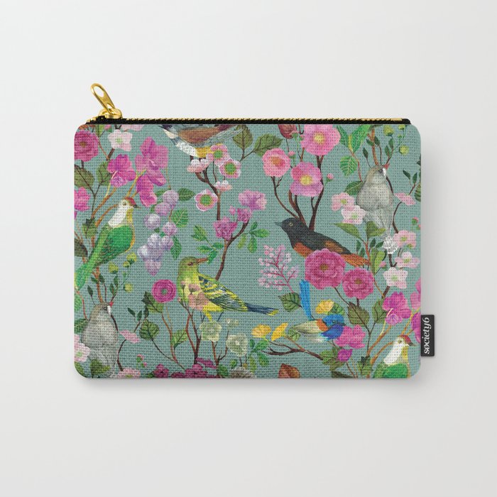 Birds and Blooms Chinoiserie {Duck Egg} Carry All Pouch Gallery Image 1