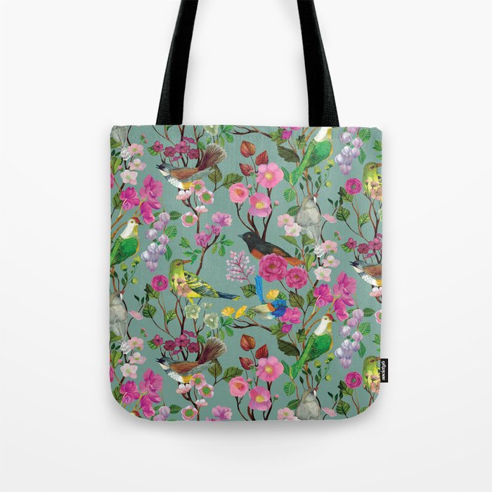Birds and Blooms Chinoiserie {Duck Egg} Tote Bag Gallery Image 1