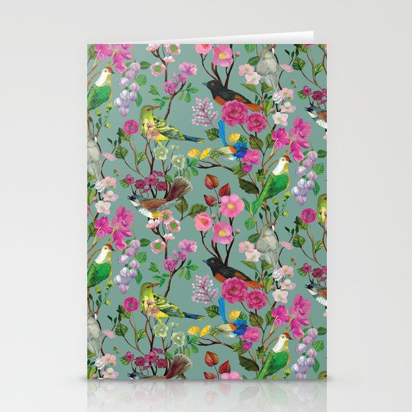 Birds and Blooms Chinoiserie {Duck Egg} Stationery Card Gallery Image 2