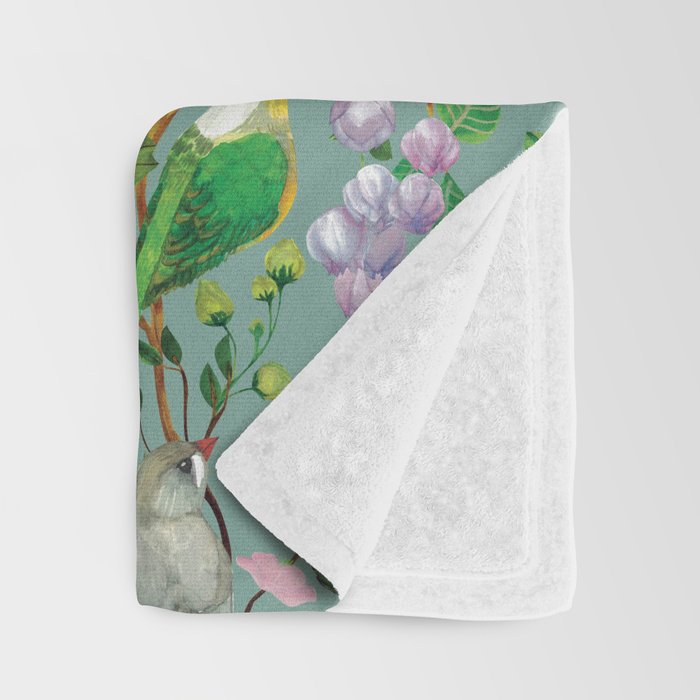 Birds and Blooms Chinoiserie {Duck Egg} Throw Blanket Gallery Image 3