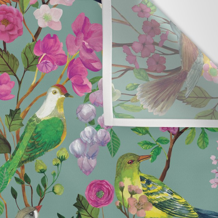 Birds and Blooms Chinoiserie {Duck Egg} Wall Tapestry Gallery Image 3