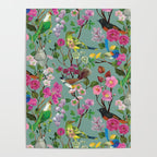 Birds and Blooms Chinoiserie {Duck Egg} Poster Gallery Image 4
