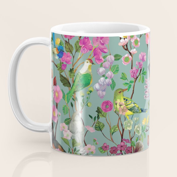 Birds and Blooms Chinoiserie {Duck Egg} Coffee Mug Gallery Image 3