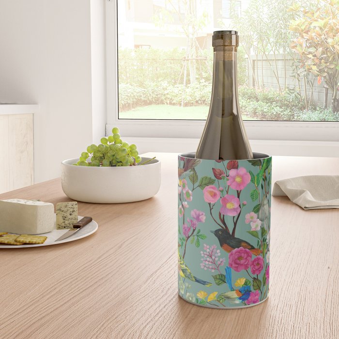 Birds and Blooms Chinoiserie {Duck Egg} Wine Chiller Gallery Image 4