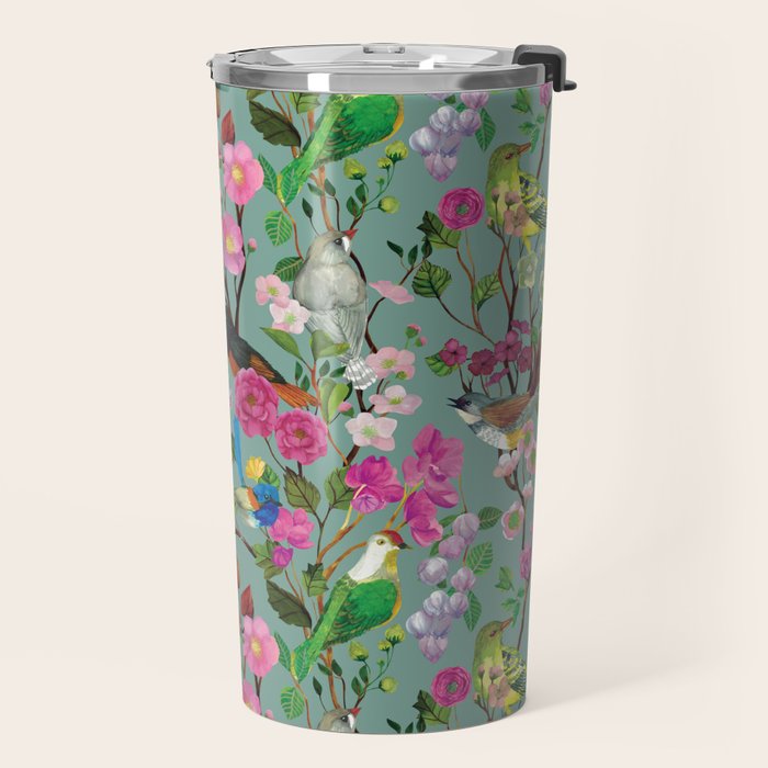 Birds and Blooms Chinoiserie {Duck Egg} Travel Mug Gallery Image 2