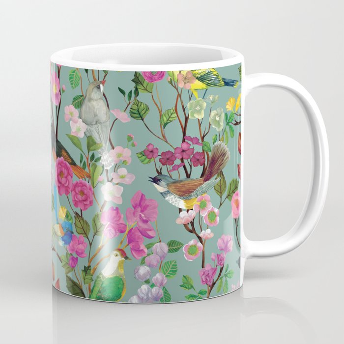 Birds and Blooms Chinoiserie {Duck Egg} Coffee Mug Gallery Image 1