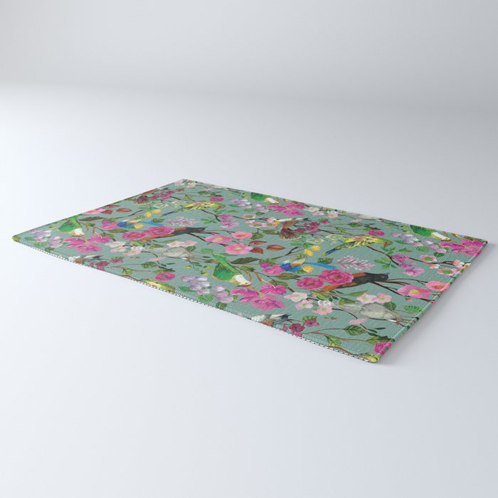 Birds and Blooms Chinoiserie {Duck Egg} Rug Gallery Image 3