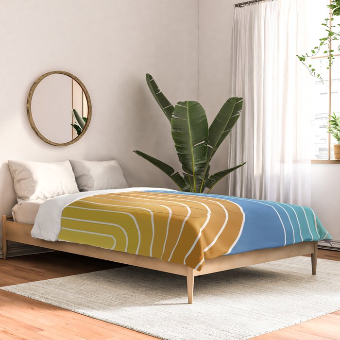 Gradient Curvature XII Beachy Blue and Orange Comforter Gallery Image 2
