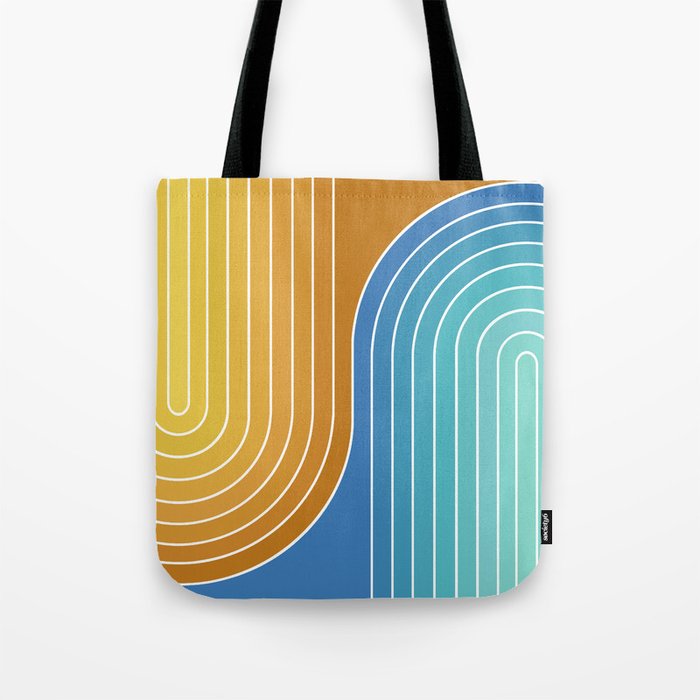 Gradient Curvature XII Beachy Blue and Orange Tote Bag Gallery Image 1