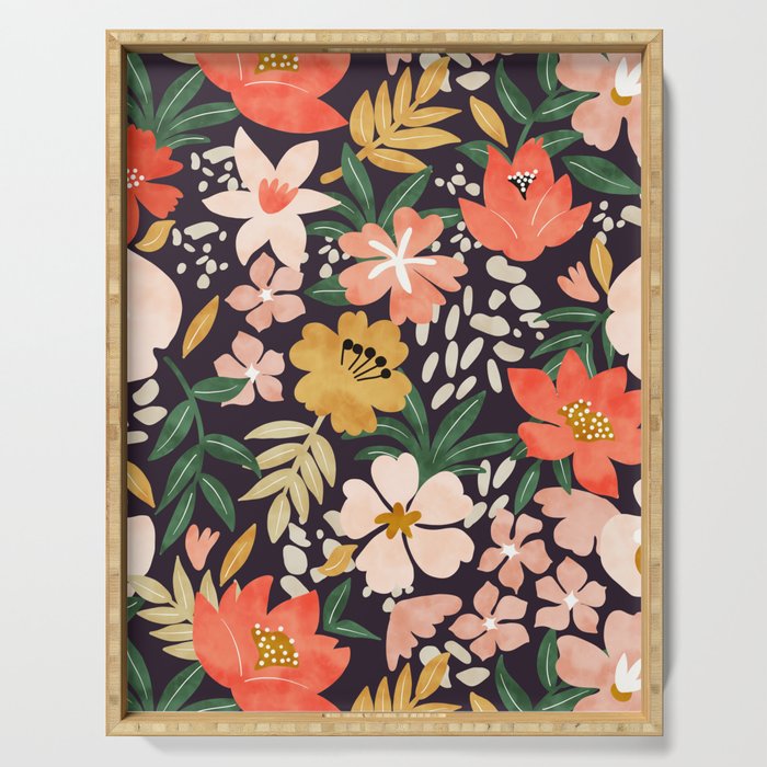Modern meadow blooming Serving Tray Gallery Image 1
