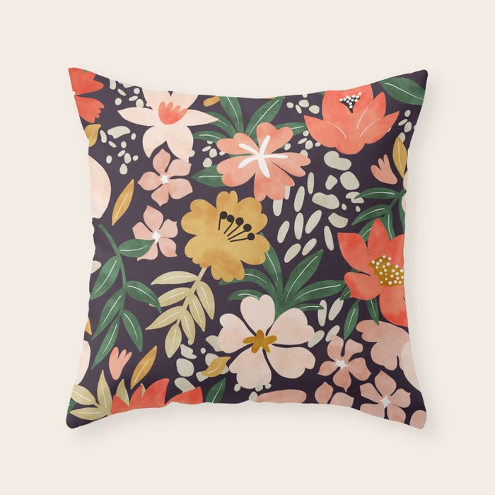 Modern meadow blooming Throw Pillow Gallery Image 6