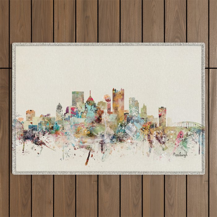 pittsburgh pennsylvania skyline Outdoor Rug Gallery Image 1